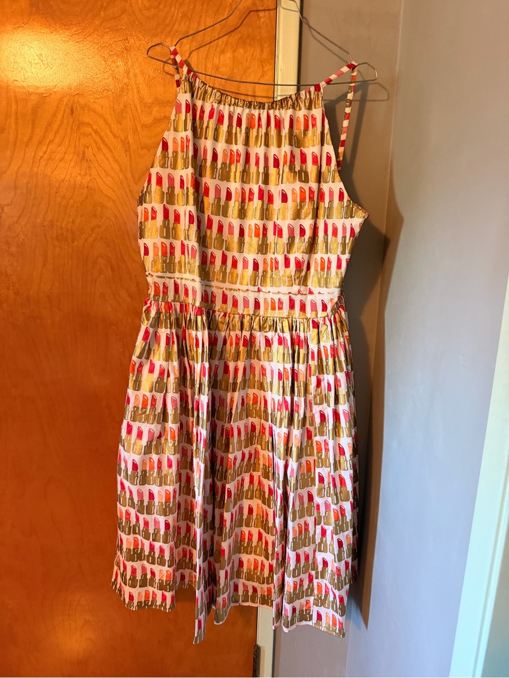 Bernie Dexter Girls White Lipstick Print Halter Sundress